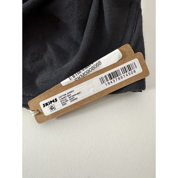 New Skims Cotton Jersey T‎ Shirt Bra Size 34DDDD Onyx Intimates - Picture 4 of 7